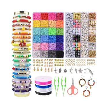 Imagem de Conjunto De Contas De Argila Polimérica Em Cores Do Arco-Íris Para Faz