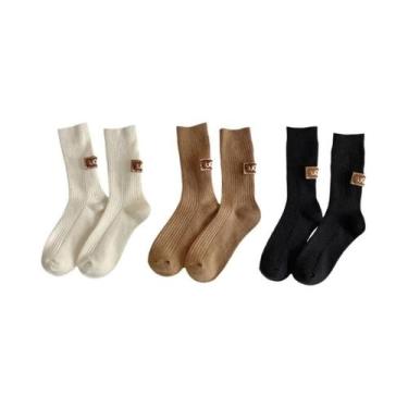 Imagem de Meias Femininas Acolchoadas Quentes De Cano Médio Para Outono/Inverno,