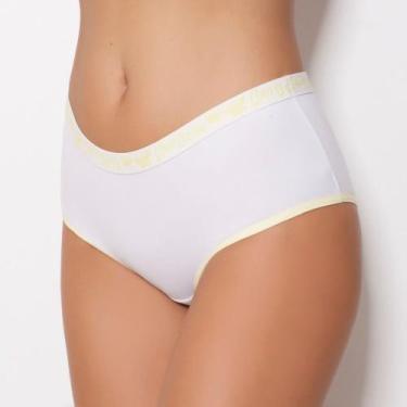 Imagem de Calcinha Bolero em Algodão Cor:Branco/ Viés AmareloTamanho:GG - Ternur