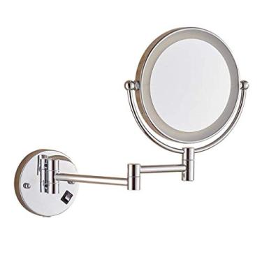 Imagem de CZCZC Espelho de maquiagem montado na parede espelho de maquiagem iluminado espelho de beleza de 20 cm de dupla face