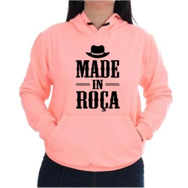 Imagem de Blusa Moletom Flanelado Canguru Feminina Made In Roça, Laranja, M