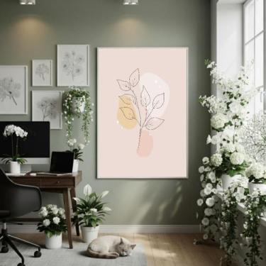 Imagem de Quadro Decorativo Folhagem Pastel 70X50Cm Mold Branca - Quadros On-Lin