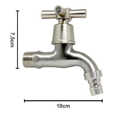 Imagem de 2X Torneira Tanque Jardim Lavanderia Aço Inox Escovado 1/4
