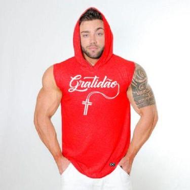 Imagem de Regata Com Capuz Masculino Academia Fitness Desenho Gratidão - MARIANA