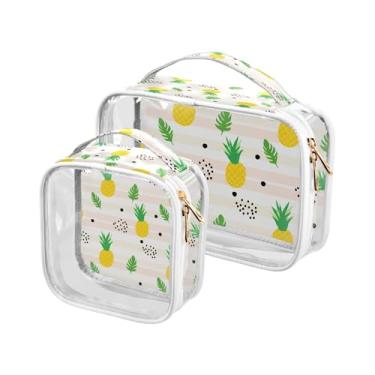 Imagem de xigua Bolsa de maquiagem de abacaxi amarelo para mulheres, bolsa de cosméticos de viagem, bolsa de higiene portátil à prova d'água para viagens, férias, organização de banheiro