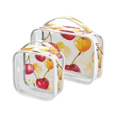 Imagem de xigua Bolsa de maquiagem de cerejas para mulheres, bolsa de cosméticos de viagem, bolsa de higiene portátil à prova d'água para viagens, férias, organização de banheiro