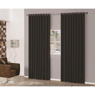Imagem de Cortina Sala Quarto Em Tecido Semi Blackout Preto 4,00X2,70