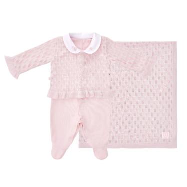 Imagem de Saída de Maternidade Bebê Tricô Menina Rosa Pastel - Fofinho