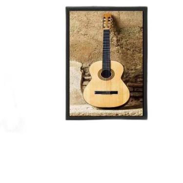 Imagem de Quadro Fotografia Violão 33X24Cm - Com Vidro - Madeira Preta - Quadros