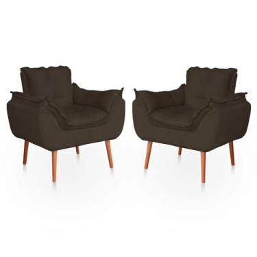 Imagem de Kit 02 Poltronas Opala Sala Confortável Resistente Marrom - NEW HAUS