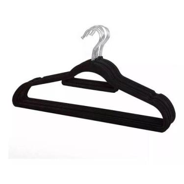 Imagem de Kit 10 Unidades Cabides Slim Veludo Preto - Global Mix