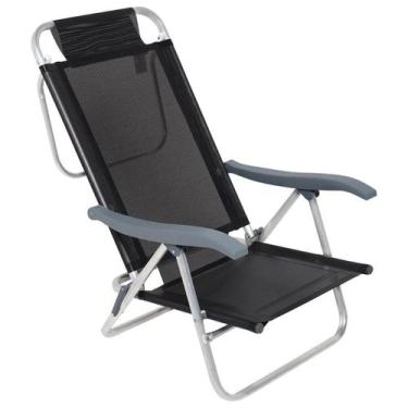Imagem de Cadeira de Praia Reclinável Sunny Mormaii Preta 120kg