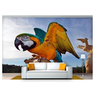 Imagem de Papel De Parede Animais Arara Paisagem 3D Anm124