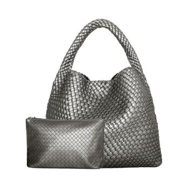 Imagem de Bolsa Grande De Couro Trançado Para Mulheres, Bolsa De Ombro Macia, Id