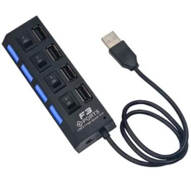 Imagem de Hub Usb 2.0 4 Portas F3 Jc-hub401 Preto Liga,desliga