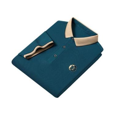 Imagem de Camisa Polo Masculina De Verão Casual De Negócios Em Seda Gelada Respi