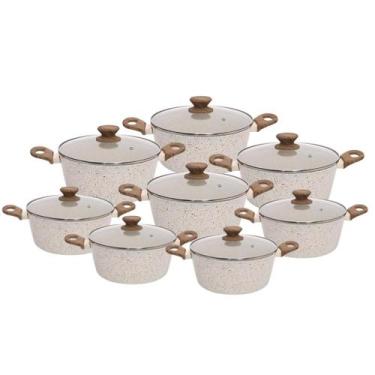 Imagem de Jogo de Panelas Antiaderente Ceramica Cooktop Fogão Indução Kit 8 Peça