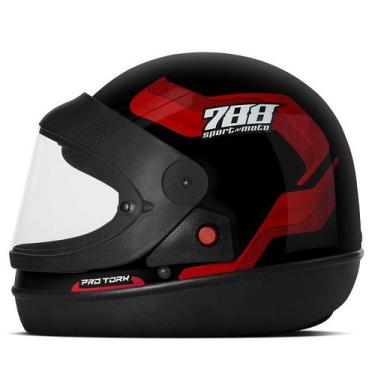 Imagem de Capacete protork sm 788 automatico preto/vermelho 60