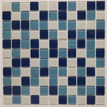 Imagem de Kit 1m² Pastilha de Vidro Cristal 30cm x 30cm Azul Glass Mosaic