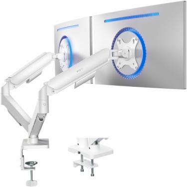 Imagem de VIVO Suporte de monitor duplo, braços totalmente ajustáveis para telas de 17 a 32 polegadas, suporte articulado mecânico de mesa, configurações de jogos e escritório, VESA 75 x 75, 100 x 100, máx. 9