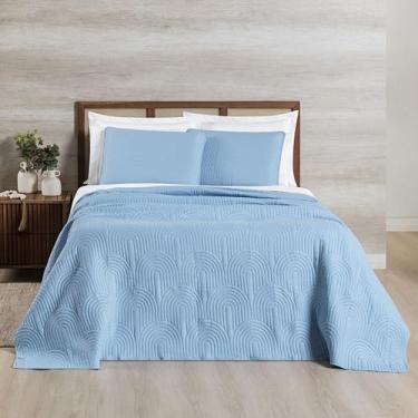 Imagem de Cobre Leito Colcha Cama Casal Padrão Arcos 3 Peças Matelado Ultrassôni