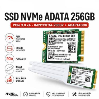 Imagem de SSD NVMe ADATA 256GB PCIe 3.0 x4 IM2P33F3A256G2 + Adaptador