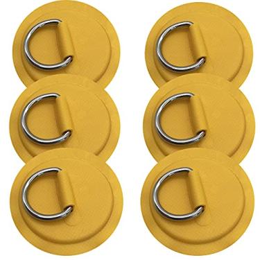 Imagem de 6 peças de anéis/remendo D para barco inflável de PVC canoa, jangada de aço inoxidável D-Ring Dinghy Kayak Surfboard Paddle Board (Amarelo)
