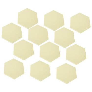 Imagem de Placas isolantes de som, montagem adesiva decorativa fibra de poliéster 15 cm painéis acústicos sextavados para estúdios de gravação para escritórios domésticos (amarelo claro)