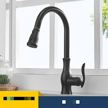 Imagem de Torneira de cozinha estilo primavera preta montada 360 graus rotação pia torneira misturador quente e frio pull down pulverizador torneiras, CFLT, 2066B, China