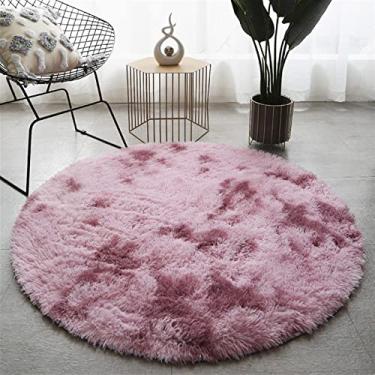 Imagem de Lifup Tapete redondo macio e fofo, tapete circular felpudo de pelúcia tie dye para sala de estar, quarto, decoração de casa, roxo escuro, 4 m