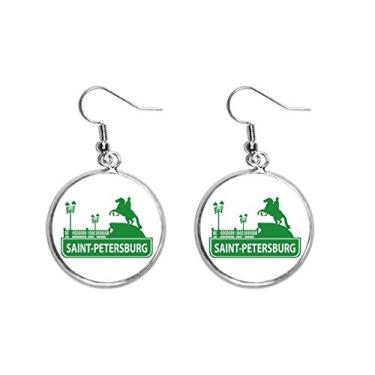 Imagem de Brincos femininos de prata com ponto de referência Saint.Petersburg America