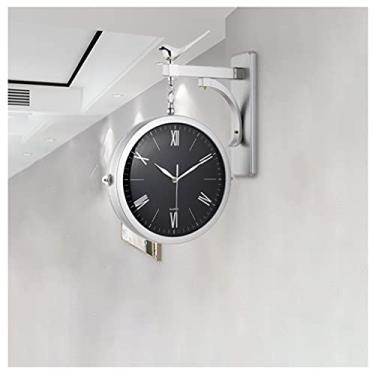 Imagem de Relógios de parede relógio de parede relógio de parede dupla face pássaro luz nórdica relógio de parede de luxo decoração de sala de estar relógio de parede simples branco preto verde relógio de parede silencioso sem tique-taque decoração decoração