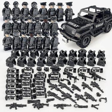 Imagem de Série de Blocos de Construção Militares Black Special Police And Off