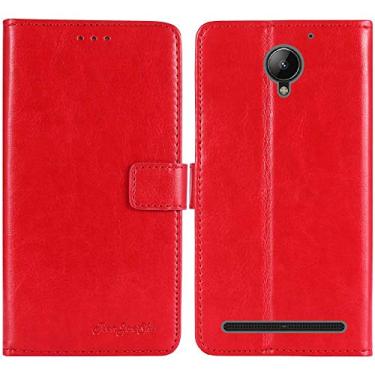 Imagem de TienJueShi Capa protetora de couro flip retrô premium para livros Red Book Stand Capa protetora de couro TPU silicone Etui carteira para Lenovo C2 Power 5 polegadas