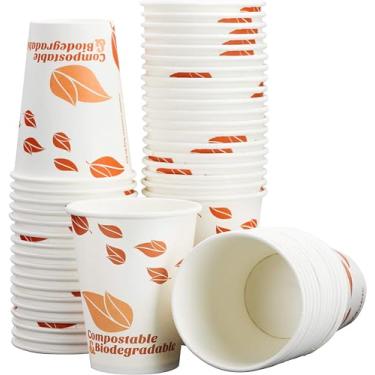 Imagem de Copos de café de papel compostáveis de 350 ml, pacote com 100 da Avant Grub. Tamanho médio, conjunto de copos descartáveis para bebidas quentes e frias forradas com PLA para café, lojas, quiosque,