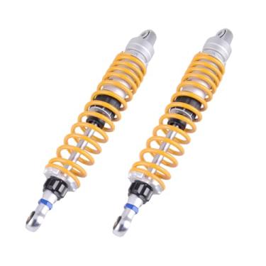 Imagem de Mallofusa Amortecedores de ar universais de 395 mm 39.5 cm suspensão traseira ajustável apto para Kawasaki Honda Suzuki Yamaha Go Kart Quad Dirt Sport Bikes Amarelo 1 par