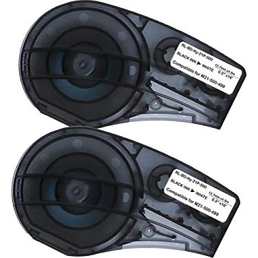 Imagem de SIKOT Substituição de fita de etiqueta compatível com M21-500-499-TB-Preto sobre Branco 1/5.1 cm Tecido de nylon de alta adesão - 40,6 cm Comprimento-1,3 cm Largura - Pacote com 2