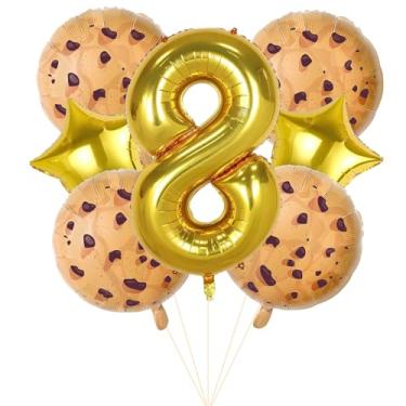 Imagem de Chocolate Chip Cookie Party Decorations, 7pcs Cookies Birthday Number Foil Balloon for Milk and Cookies 8th Birthday Party Supplies (8th)