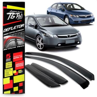 Imagem de Calha Chuva Defletor Slim Civic 4 Portas 2007 2008 2009 2010 2011 Fumê 100% Acrílico