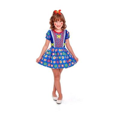 Imagem de Vestido Festa Junina Infantil Luxo pra Meninas Roupa Caipira Xadrez Quadrilha de Escola...