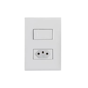 Imagem de Tramontina Conjunto com 1 Interruptor Simples 10A 250V e 1 Tomada 2P+T 20A 250V 4x2 - Liz Branco