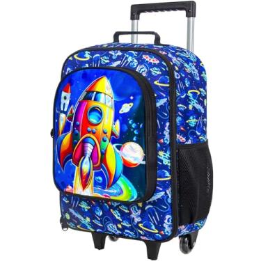 Imagem de Mala infantil para meninos e meninas, linda mala de rodinhas para crianças, mala de viagem, Bagagem Rocket, Bagagem Rocket para meninos