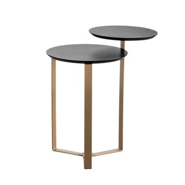 Imagem de Mesa Lateral Redonda Complementos Nero e Dourada 44 cm