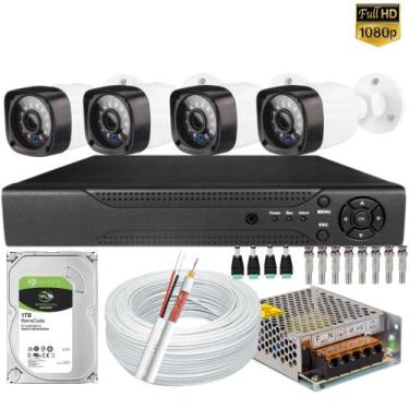 Imagem de Kit Full Hd 4 Câmeras Segurança 1080p 2mp Dvr 8 Canais com Acesso Inte