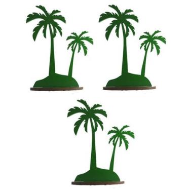 Imagem de Kit 3 Enfeite de Mesa Festa Coqueiro M 25x20 MDF 9mm Madeira Pintado -