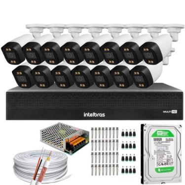 Imagem de Kit 15 Câmeras Segurança Full Color Dvr 1016-C Intelbras C/Hd 500gb