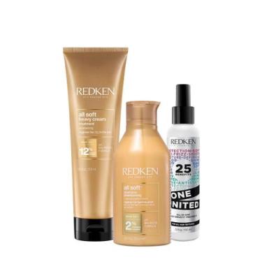 Imagem de Kit Redken All Soft One United Shampoo Máscara 250 Leave-in (3 produto