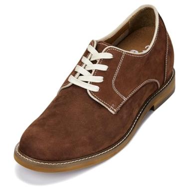 Imagem de CALTO Sapatos masculinos invisíveis que aumentam a altura – cadarço de couro premium casual Derby – 7,6 cm mais alto, Marrom terracota, 40 BR