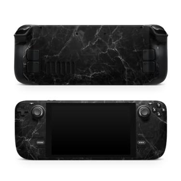 Imagem de TACKY DESIGN Película de mármore compatível com Steam Deck Skin LCD e compatível com Steam Deck OLED Skin, preto, elegante decalque de vinil premium 3M, capa completa, compatível com adesivo Steam