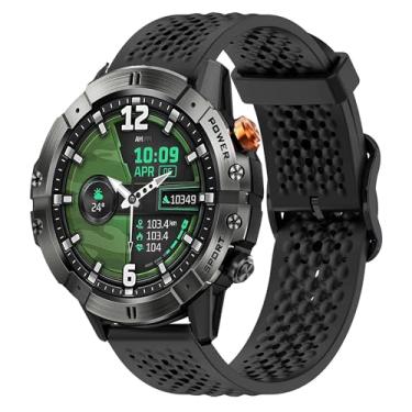 Imagem de Lamshaw Compatível com pulseira de relógio inteligente militar DEKELIFE, pulseira de silicone projetada para esporte com fivela de metal compatível com smartwatch DEKELIFE C28, AK57, G39 Pro (preta,